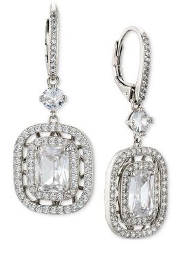 Eliot Danori Cubic Zirconia Double Halo Leverback Earrings